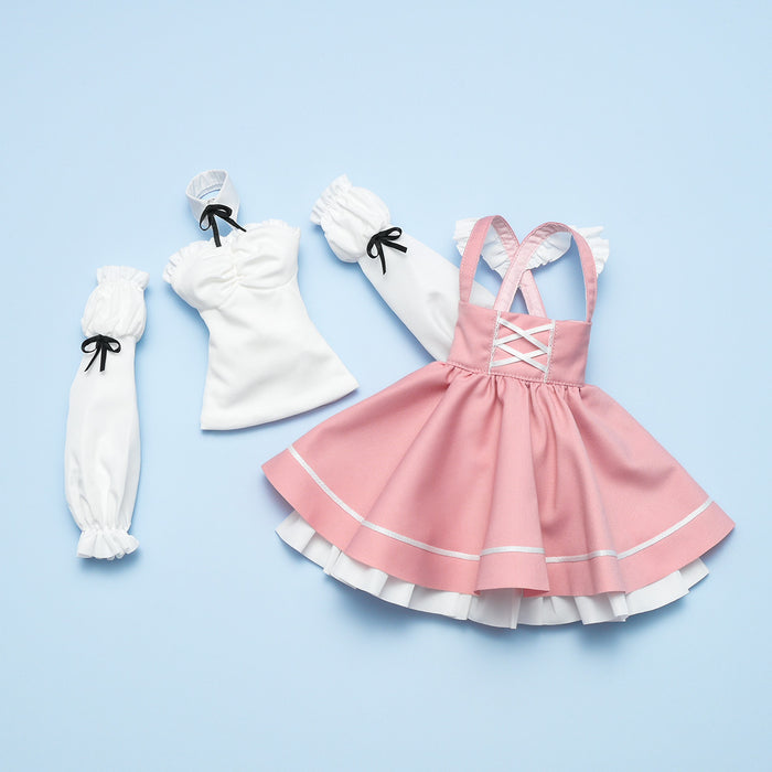 Suspender Lace-up Skirt Set (Pink)