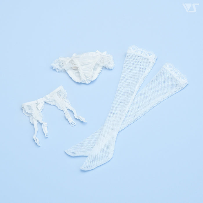 Lacy Garter Set / Mini (Mesh / White)