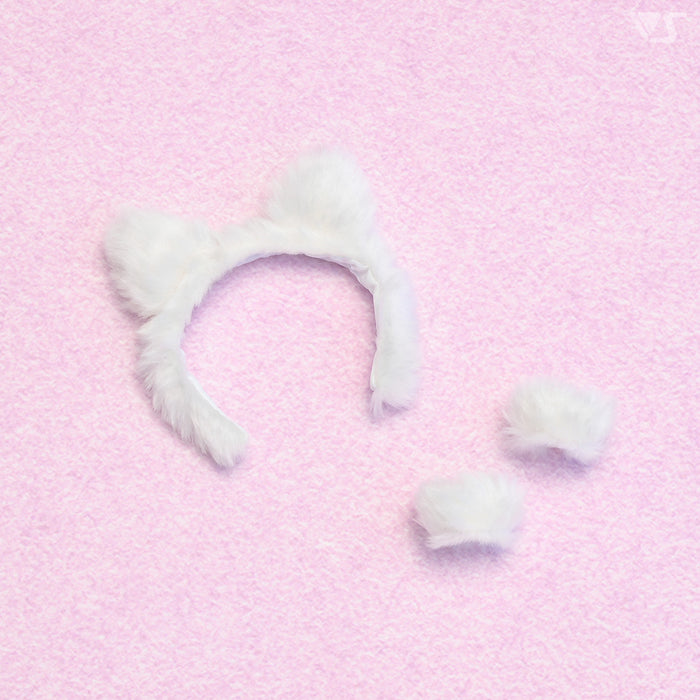 Cat Ears Headdress & Cuffs Set (White)