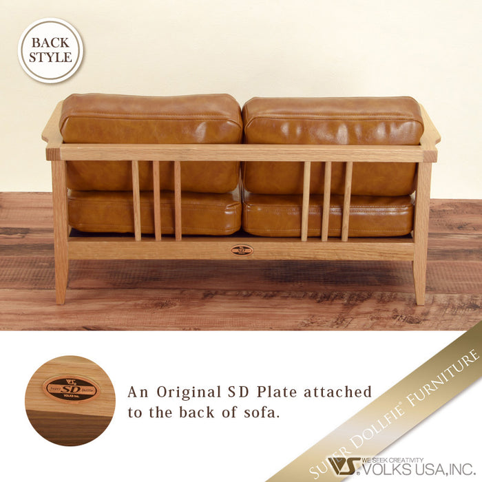 Wood Frame Sofa (Synthetic Oil Leather / Camel)