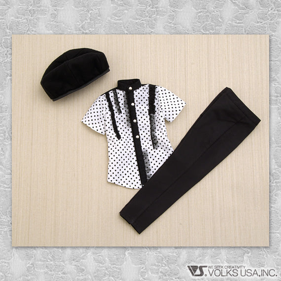 BLACK Polka Dot Shirt & Beret Set