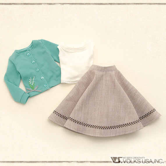 Lily of the Valley Cardigan & Flared Skirt Set / Mini