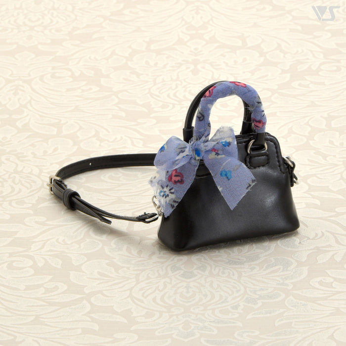 2 Way Shoulder Bag (Black Synthetic Leather) with Blue Scarf