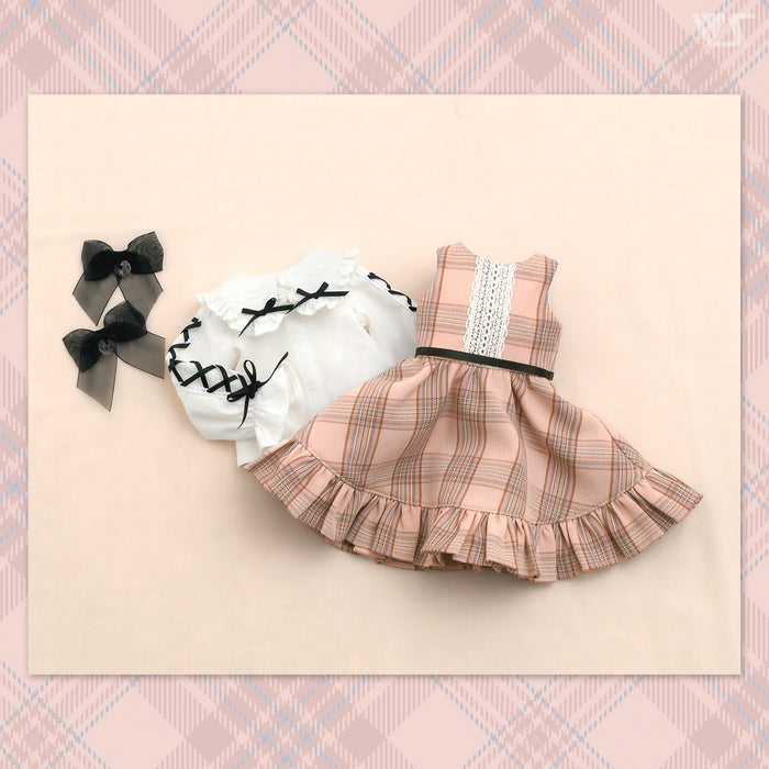 Plaid Jumper Dress Set / Mini (Pink)