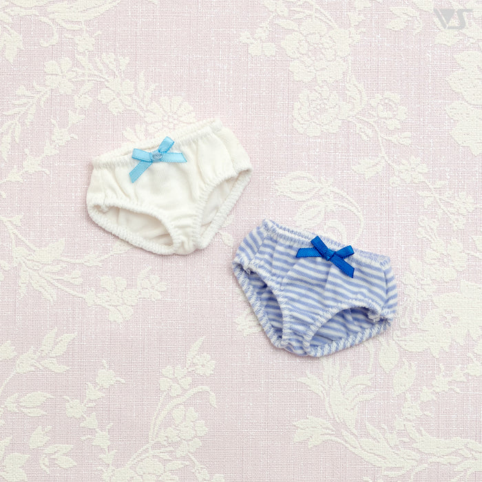Soft Cotton Panties Set / Chibi (White & Blue Stripes)