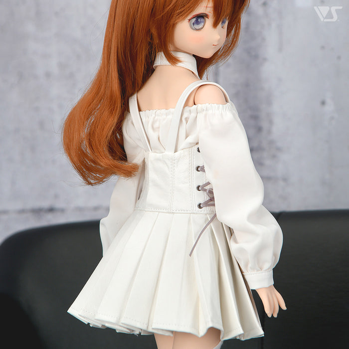 White Synthetic Leather Pinafore Dress Set / Mini VOLKS USA, INC. White Synthetic Leather Pinafore Dress Set / Mini VOLKS USA, INC.