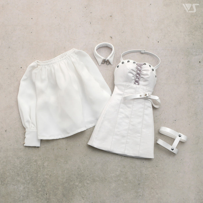 White Synthetic Leather Dress Set