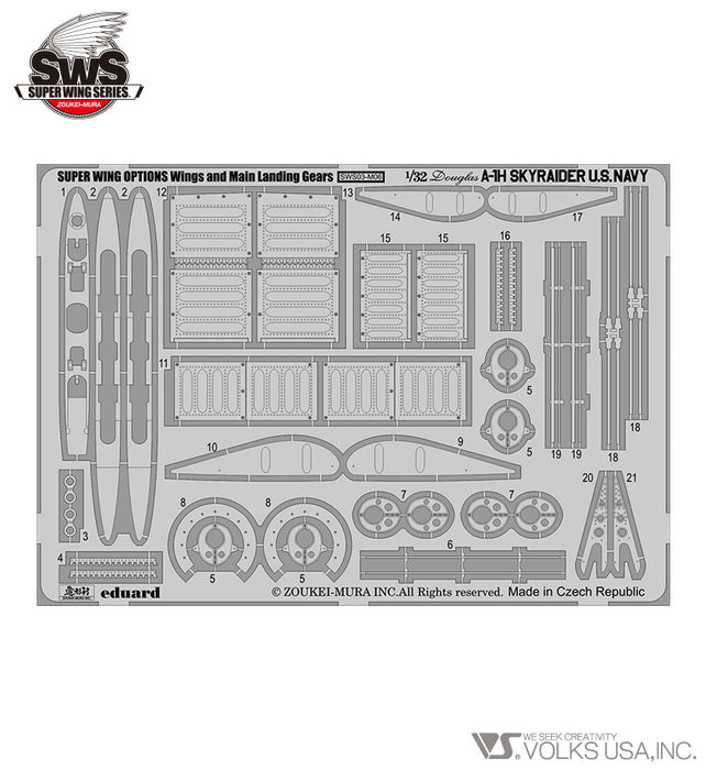 1/32 A-1H Photo-Etched Wings and Main Landing Gears Set