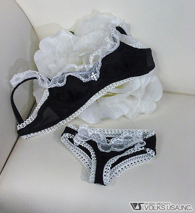 Black Wave Bra & Panties with Lace